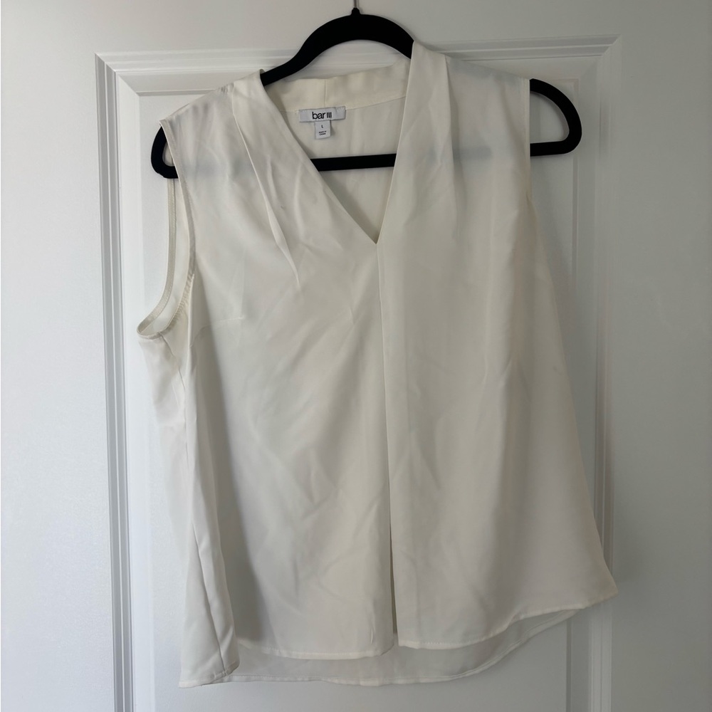 Banana Republic Asymmetrical Cream Sleeveless Blouse